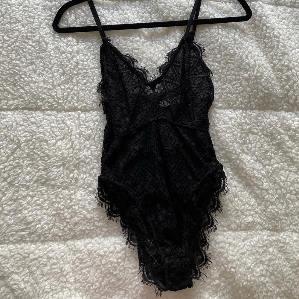 Charcoal clothing lace bodysuit